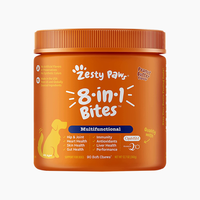 zesty paws jar of bites in orange
