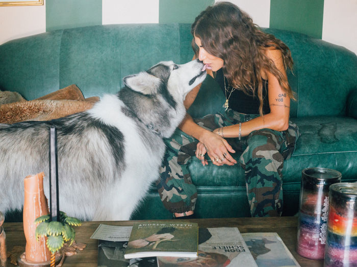 Langley Fox with her dog