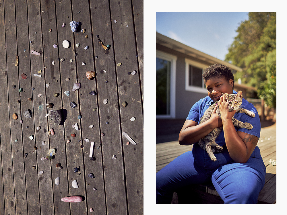 Jessamyn Stanley with her cat 