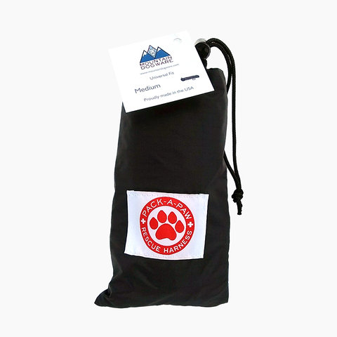 black rescue dog harness in black baggie