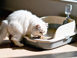 Cat exiting the letterbox at home.