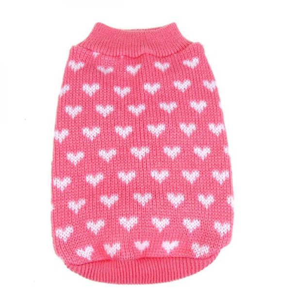 pink cat sweater with white hearts