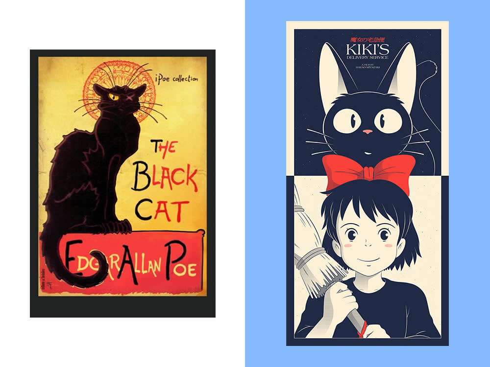 edgar allan poe "the black cat" book title / kiki's delivery service movie poster