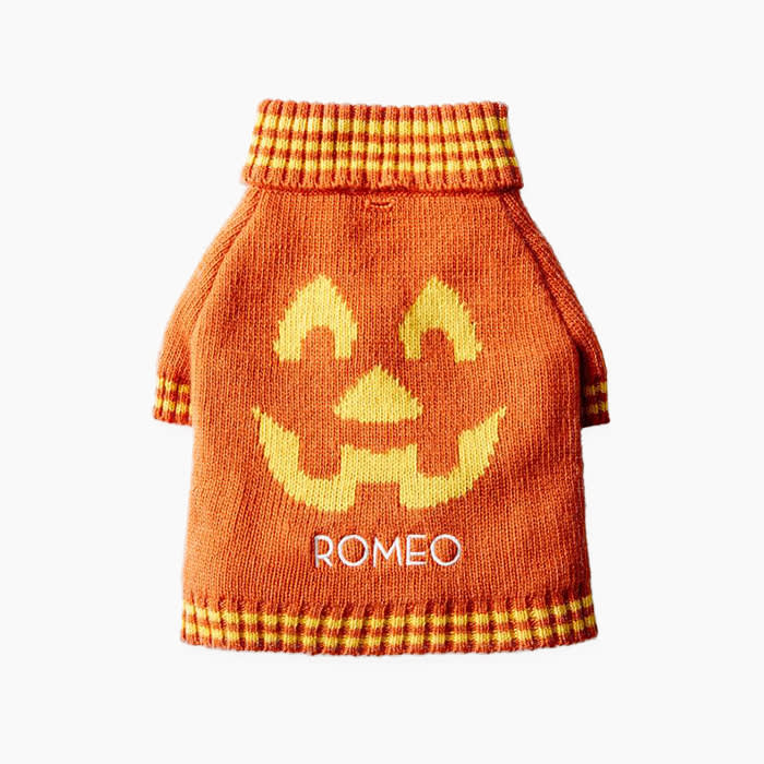 halloween jack-o-lantern dog sweater