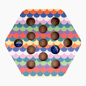 the colorful FurHaven Busy Box Corrugated Hexagon Cat Scratcher Toy