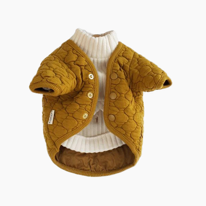 mustard quilted dog jacket