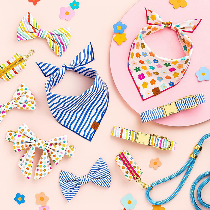 The Foggy Dog x Olivia Herrick: bandanas, bows, collars, waste bag dispenser