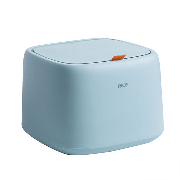 light blue colored dog food container