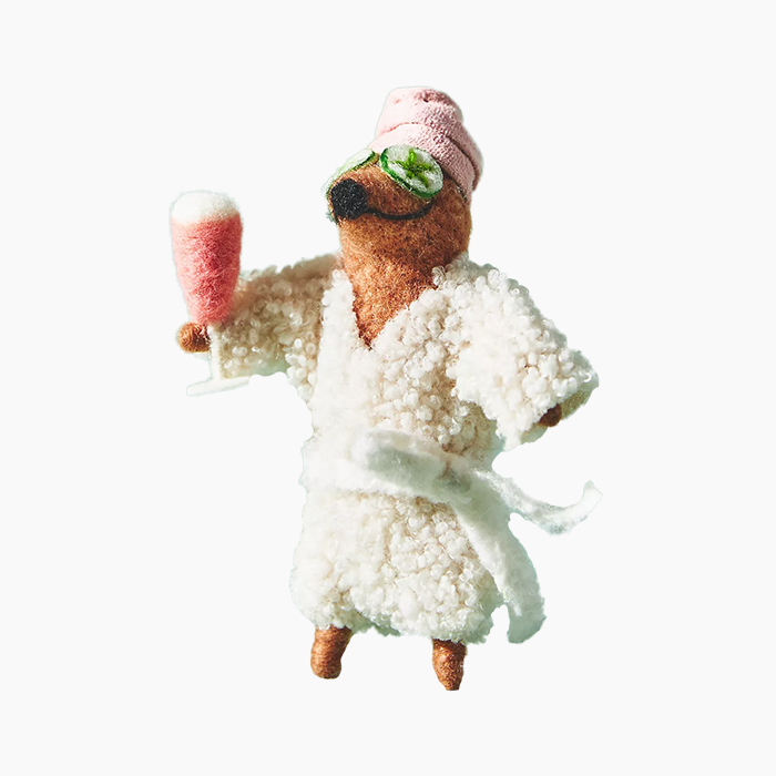 pampered poodle felted ornament