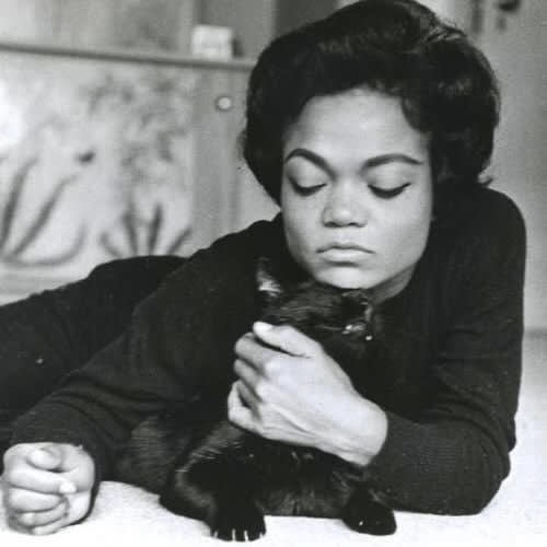 Eartha Kitt with a cat
