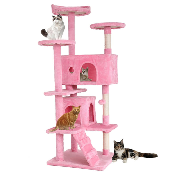 bestpet cat tree tower in pink