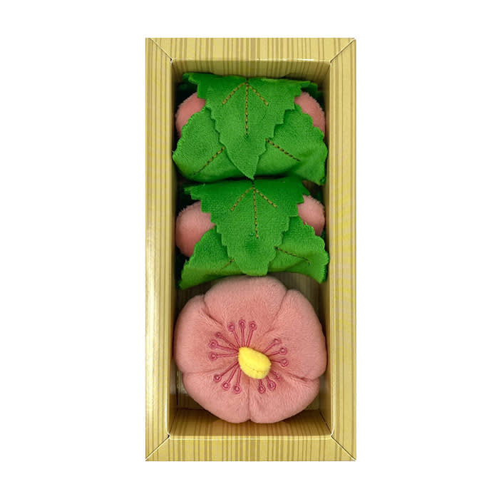 three pink cherry blossom catnip toys