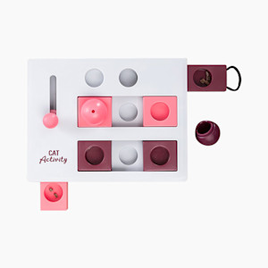 the cat toy in white and pink