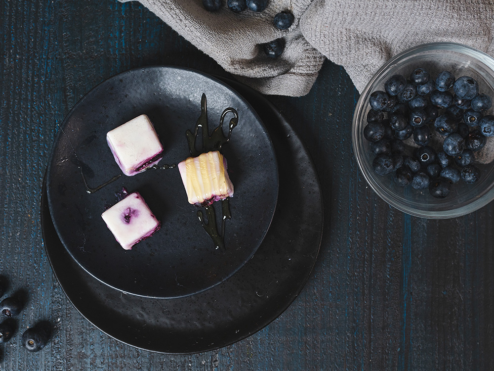 a bowl of blueberry treats