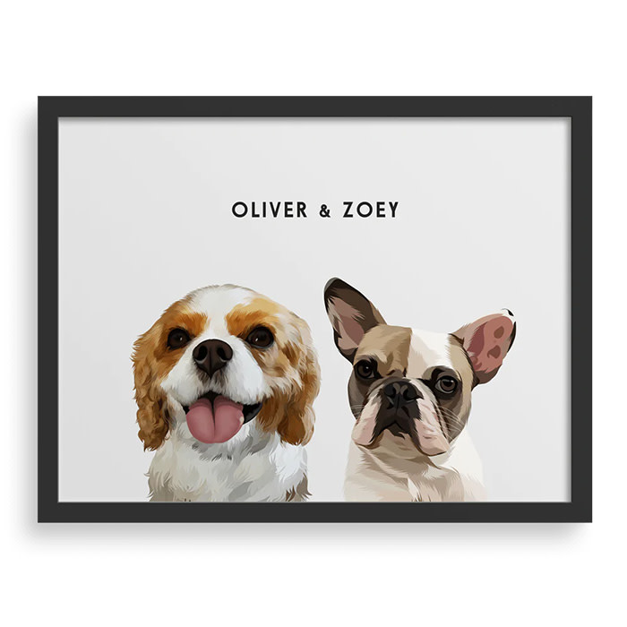 two dogs together in portrait form