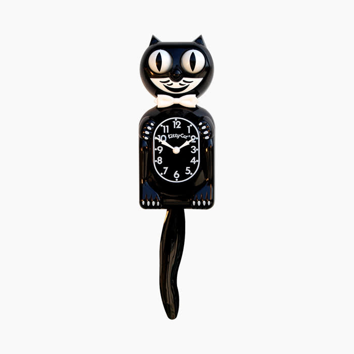 black cat wall clock
