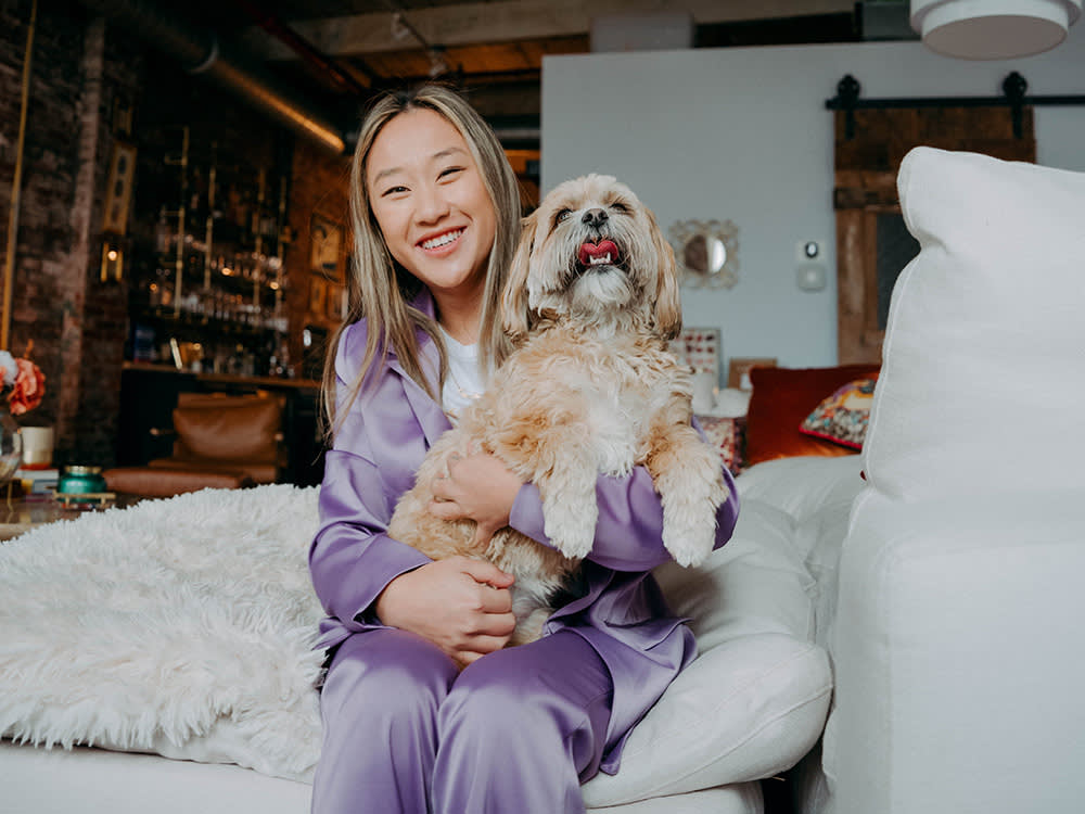 annie wu henry and her dog