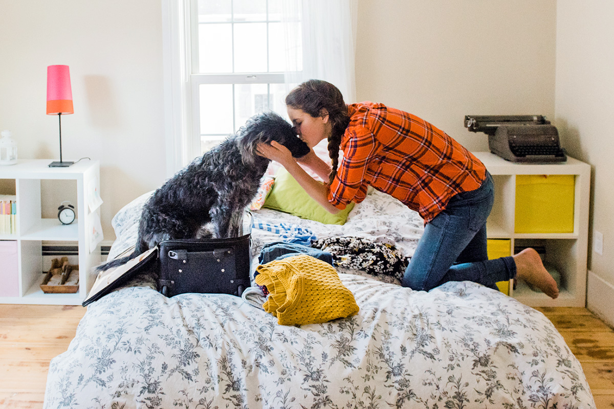 person kissing a dog