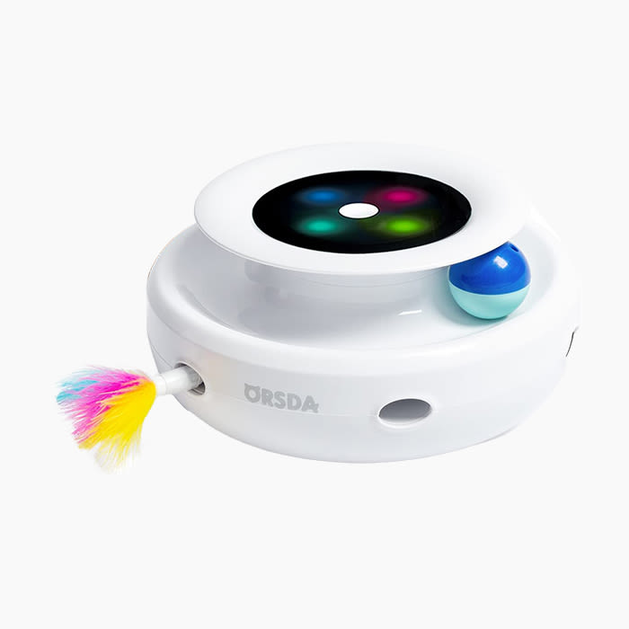 the interactive cat toy in white