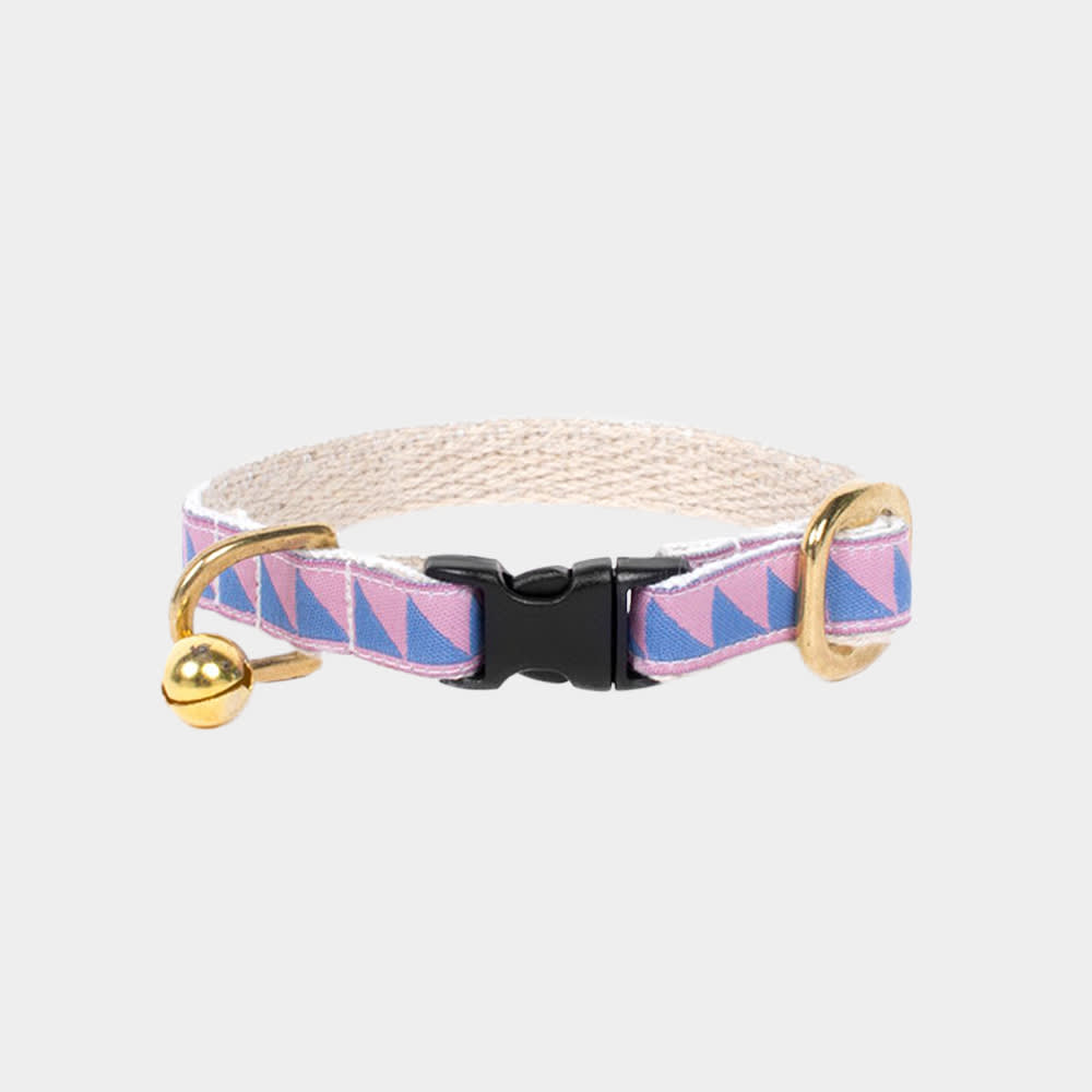 geometric printed cat collar with bell