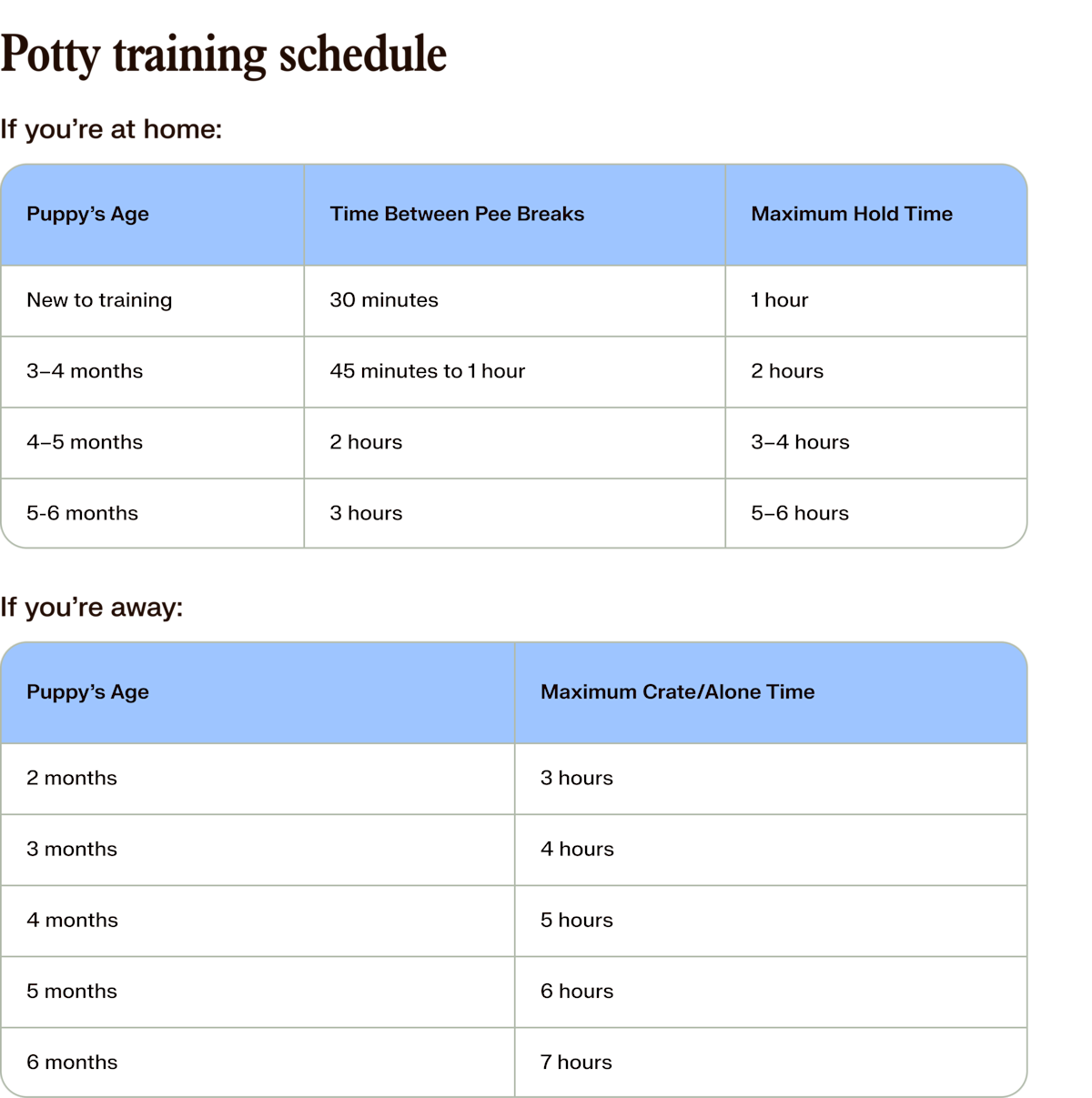 potty training schedule