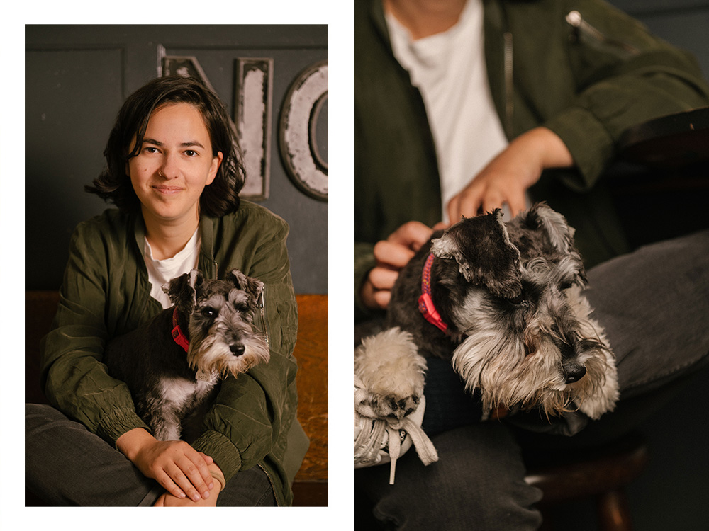 Erica Rose holds her dog, Patty.