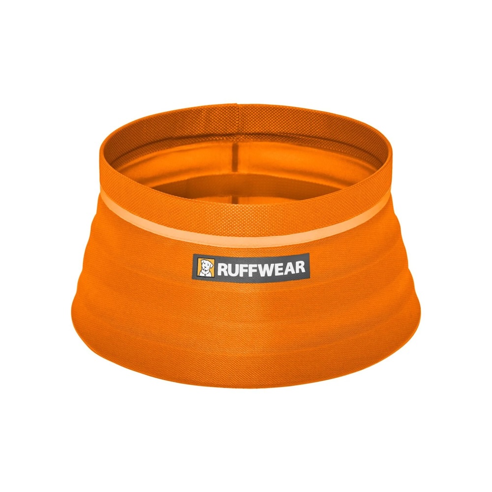 picture of an orange hard wearing collapsible dog bowl