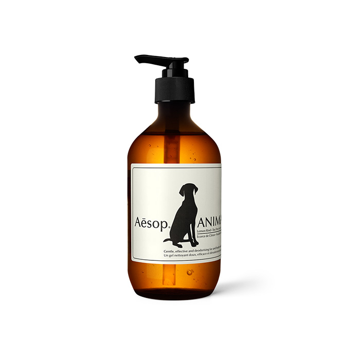 the shampoo in a glass bottle