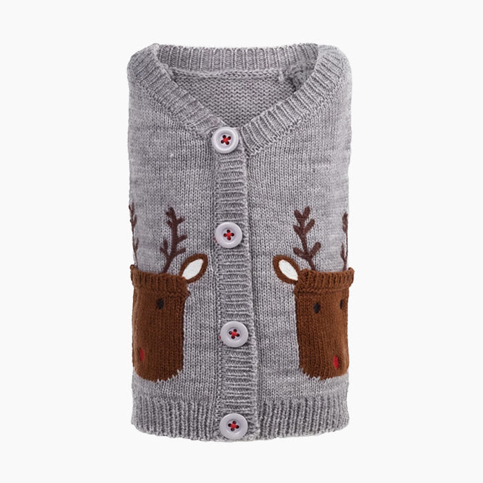The Worthy Dog Reindeer Pullover Cardigan Sweater