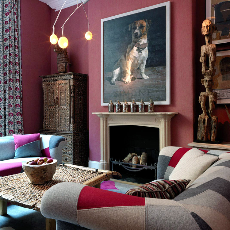 the lobby of the Crosby, a large painting of a dog