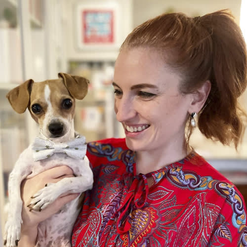 Siobhan Gallagher & her small dog, Porky