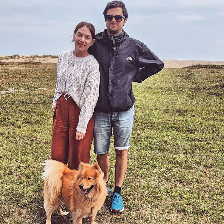 Couple with a dog