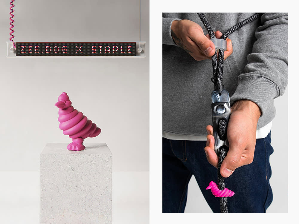 the pink pigeon and leash