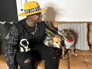 Stoney Michelli Love with her two dogs