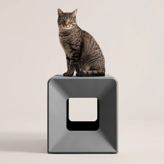 the tuft and paw litter box in grey