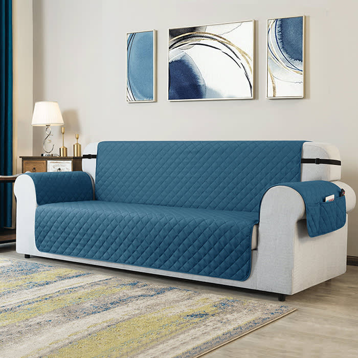 Symple Stuff blue Box Cushion Sofa Slipcover
