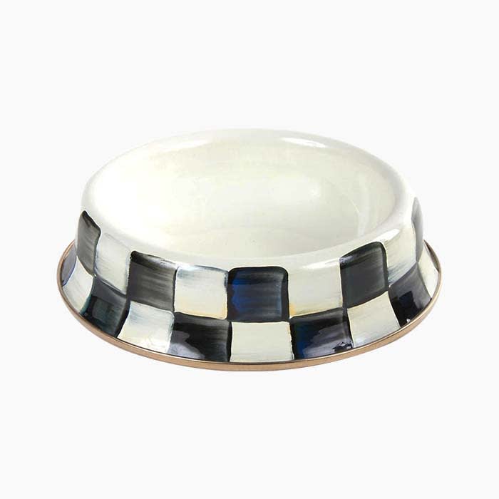 the black and white checkered bowl with white interior