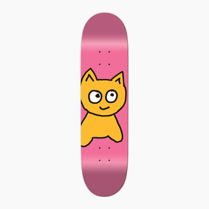 the pink skateboard with a cat