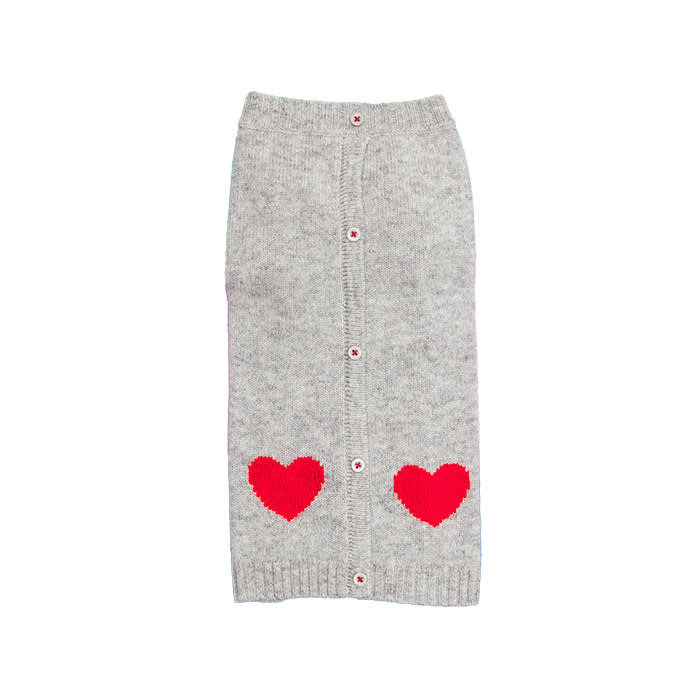 Ware of the Dog Heart Cardigan in grey