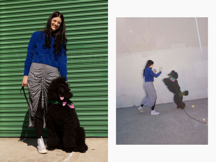 Chelsea Hodson and her black Poodle, Magic