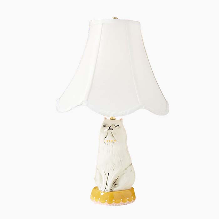 the cat lamp in white