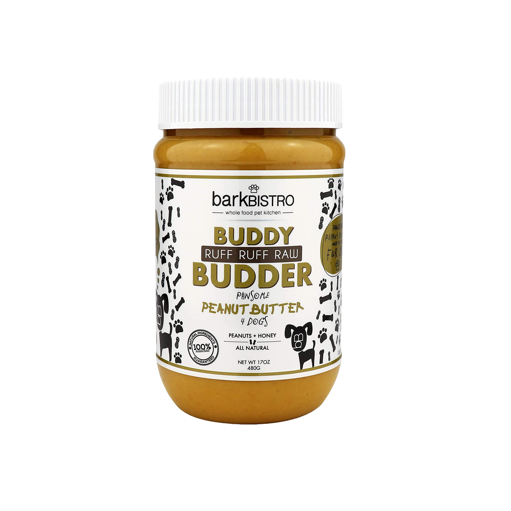 Bark Bistro Company Ruff Ruff Raw Buddy Budder, 100% Natural Dog Peanut Butter