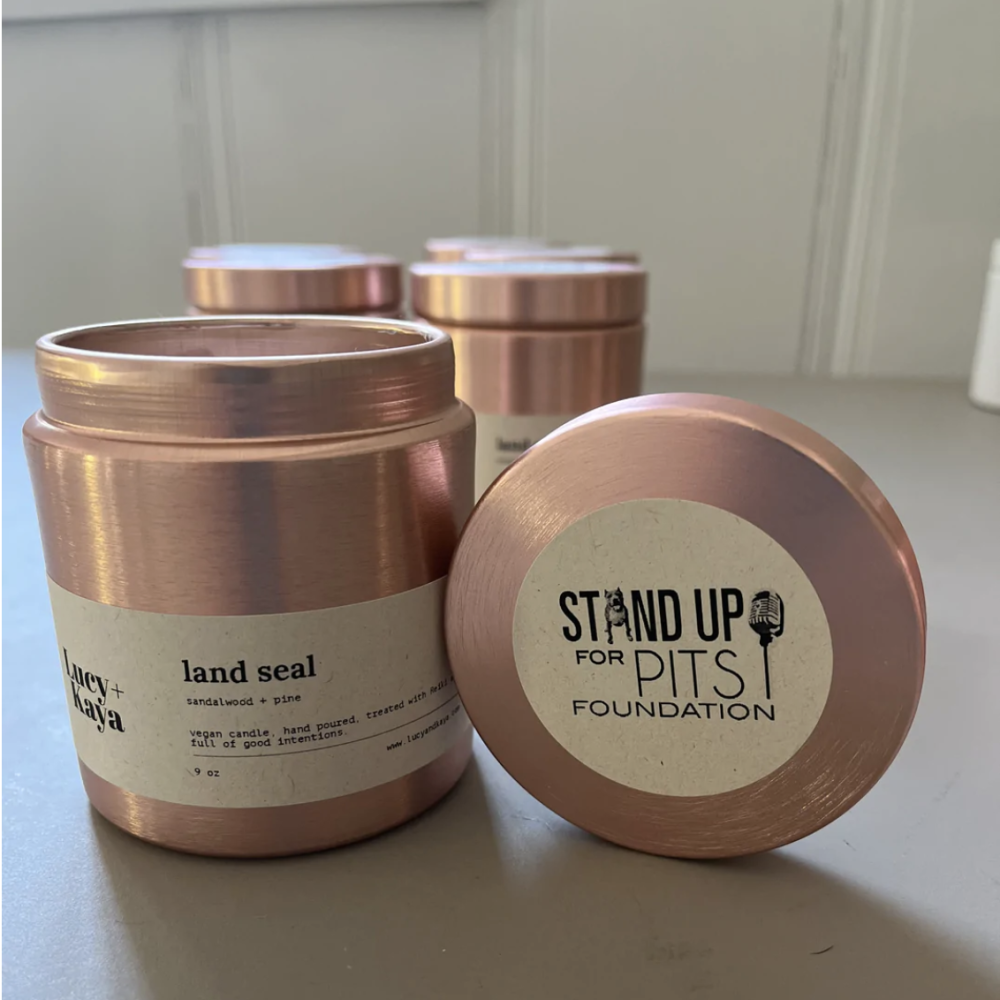 lucy and kaya x stand up for pits fundraiser candle