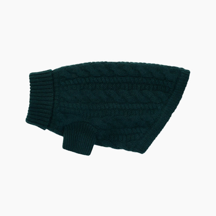 dark green cable knit sweater