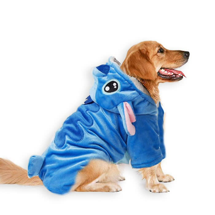 a dog wearing a Stitch costume