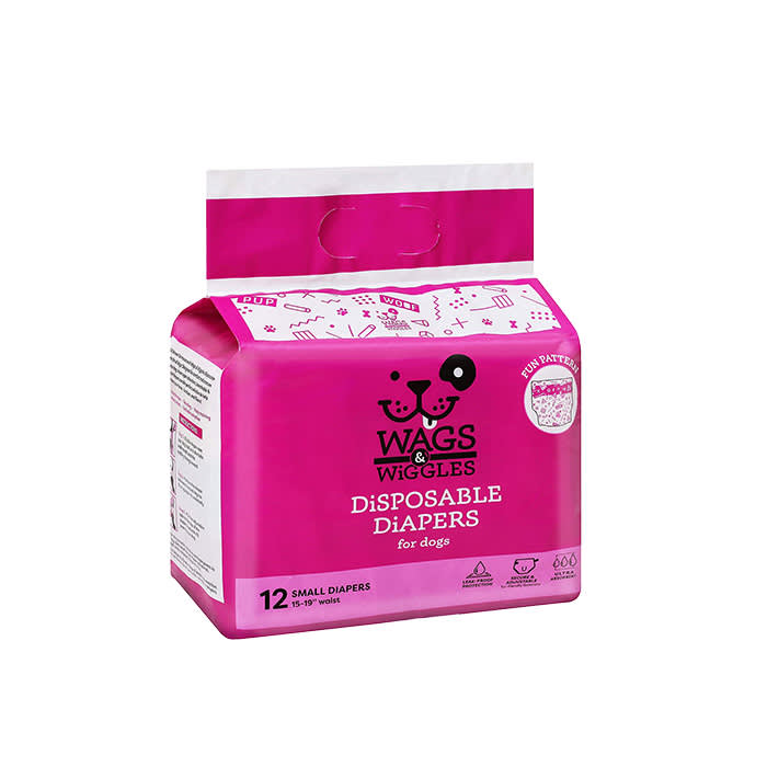 the package of dog diapers in pink