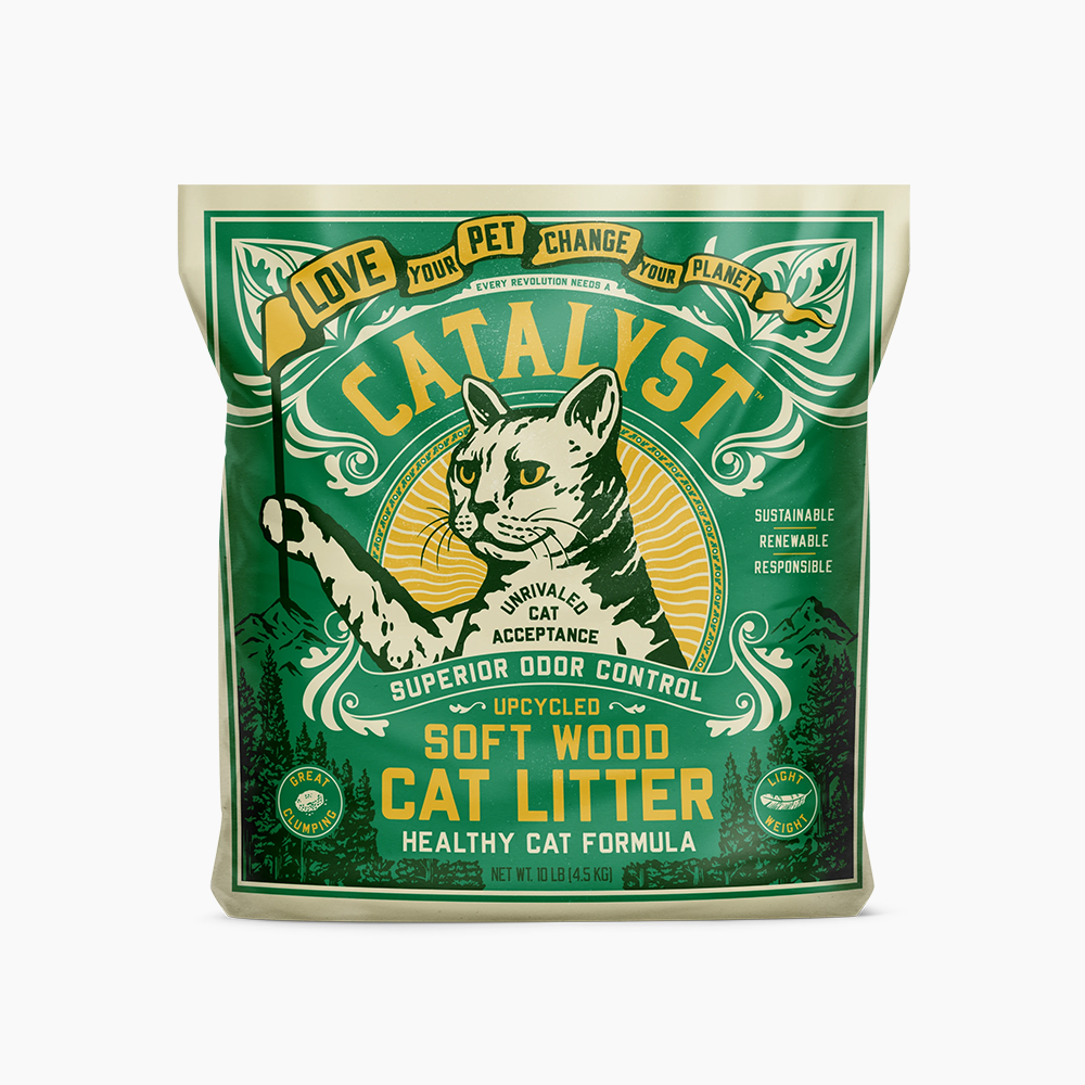 the cat litter in green package
