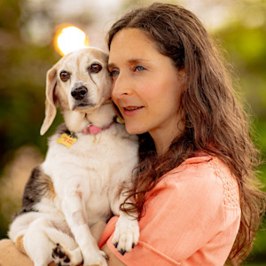 Katya Lidsky holds a dog