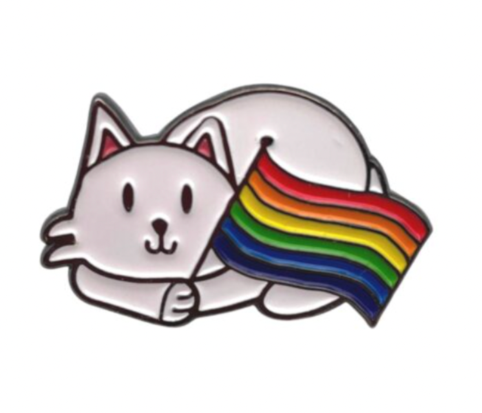 Pride flag cat pin