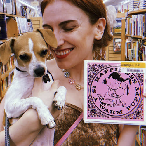 Siobhan Gallagher & her small dog, Porky